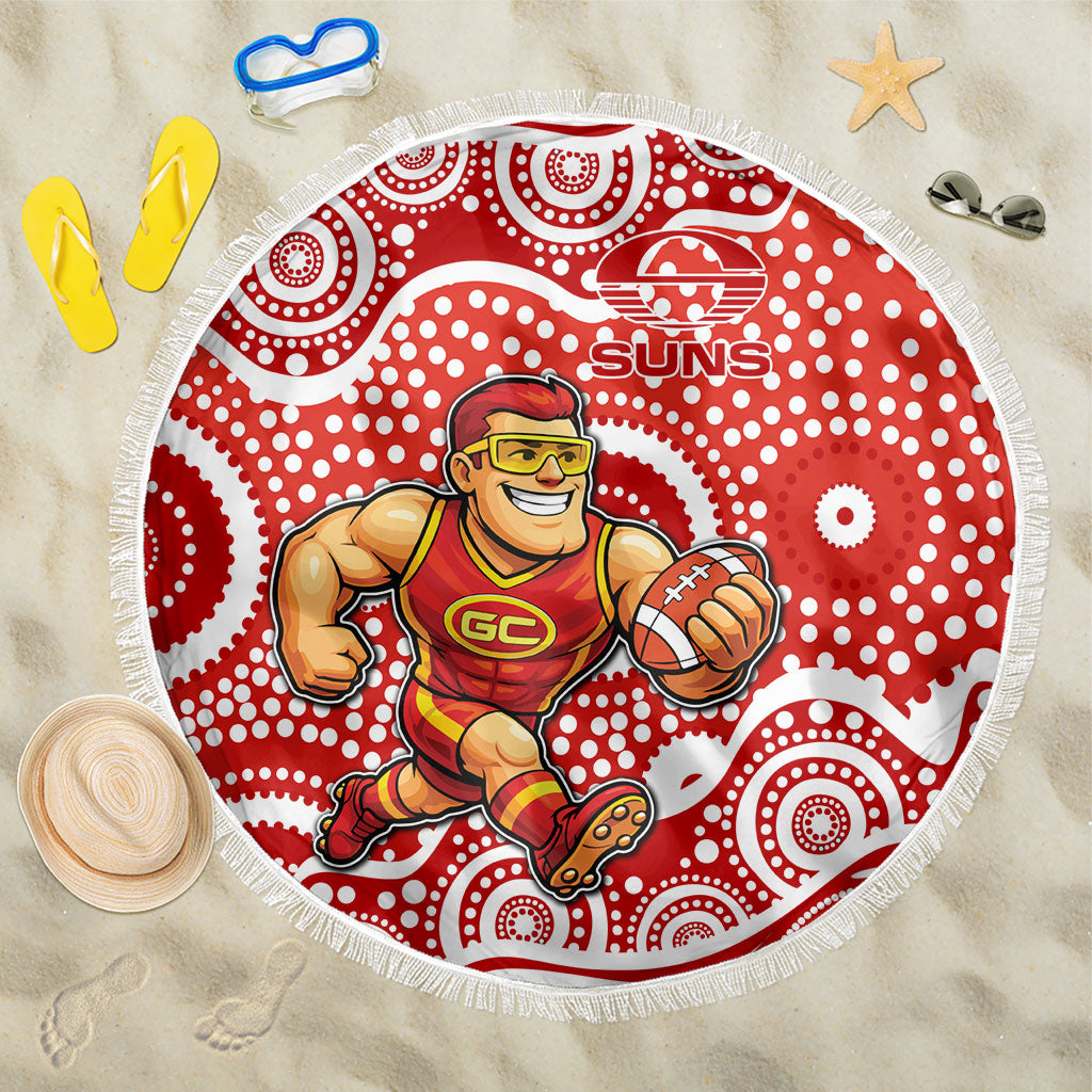 Gold Coast Suns Beach Blanket Aboriginal Dot Pattern - Football Mascot Heritage Pride
