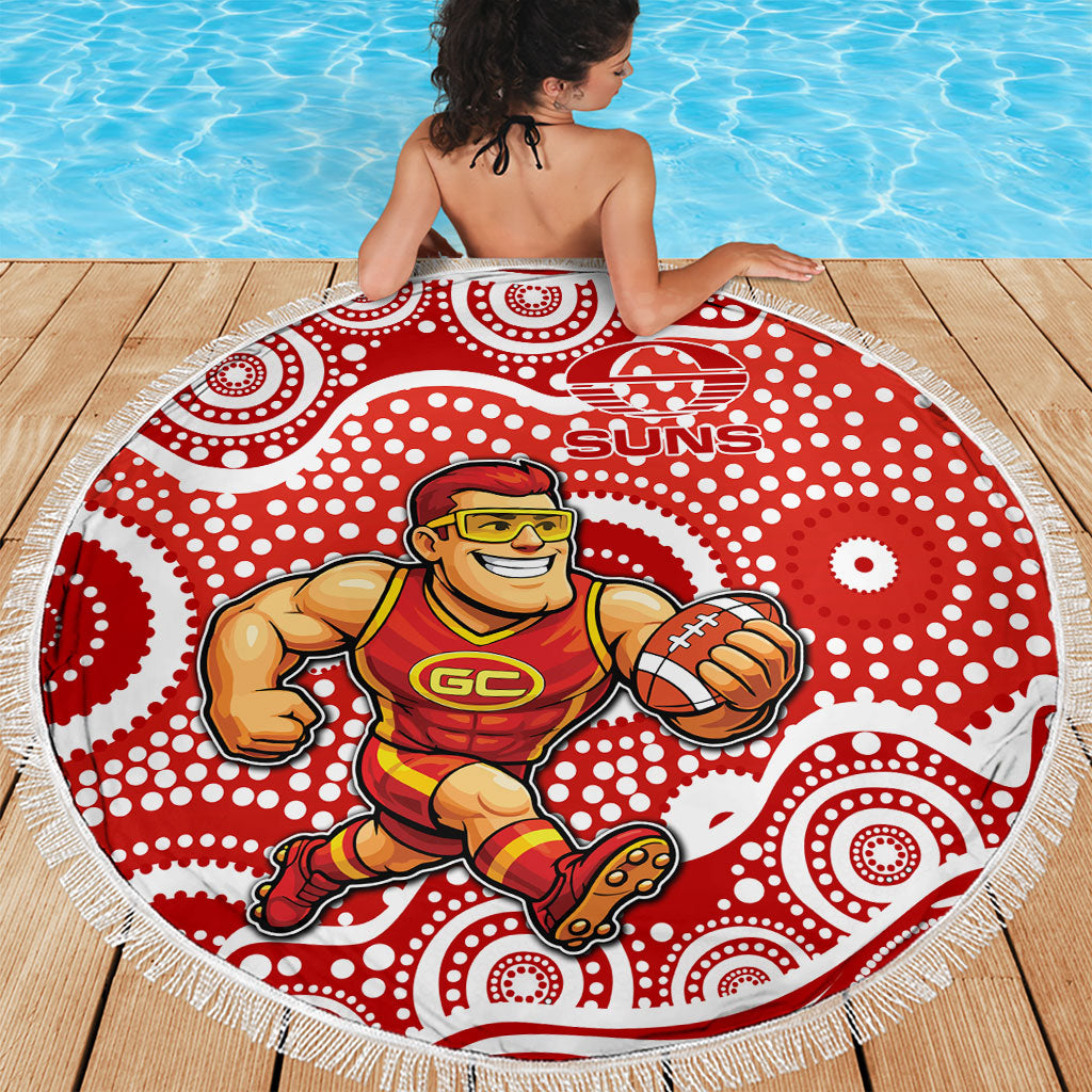 Gold Coast Suns Beach Blanket Aboriginal Dot Pattern - Football Mascot Heritage Pride