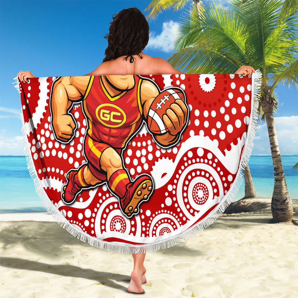Gold Coast Suns Beach Blanket Aboriginal Dot Pattern - Football Mascot Heritage Pride