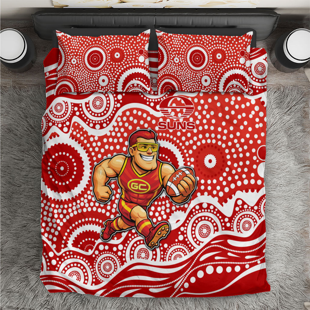 Gold Coast Suns Bedding Set Aboriginal Dot Pattern - Football Mascot Heritage Pride