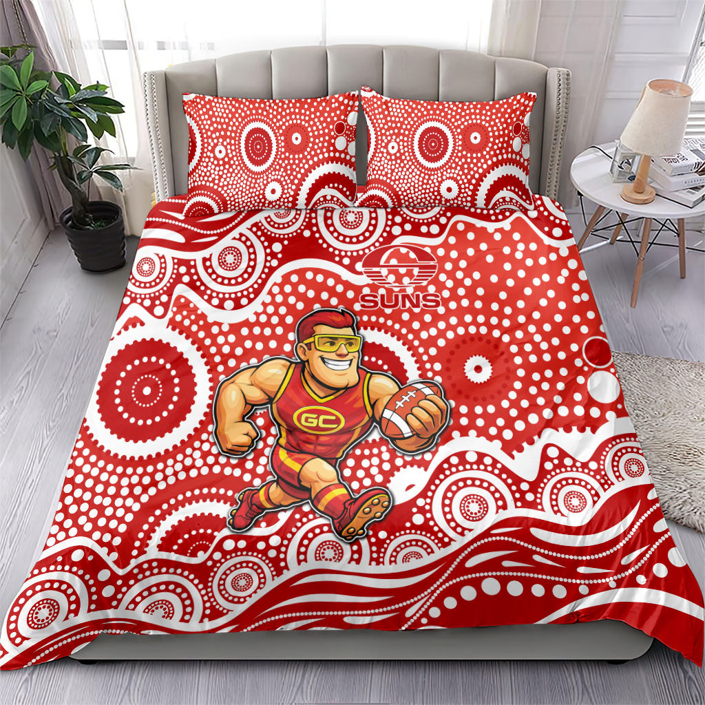 Gold Coast Suns Bedding Set Aboriginal Dot Pattern - Football Mascot Heritage Pride
