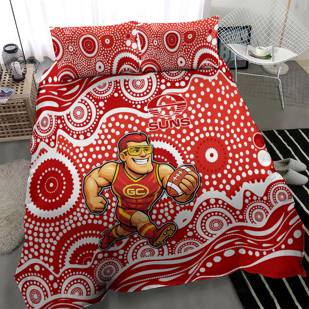 Gold Coast Suns Bedding Set Aboriginal Dot Pattern - Football Mascot Heritage Pride