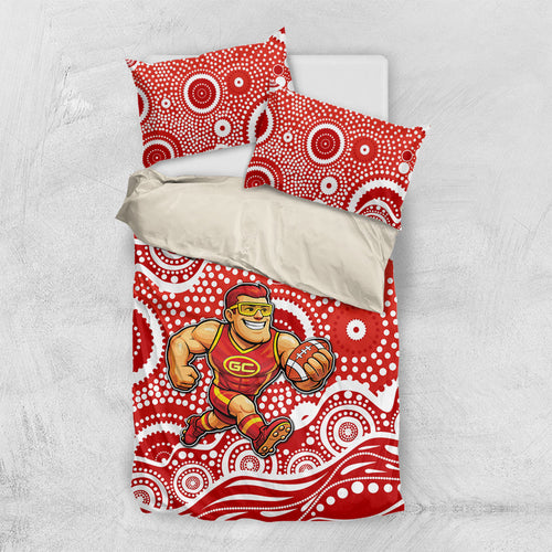 Gold Coast Suns Bedding Set Aboriginal Dot Pattern - Football Mascot Heritage Pride