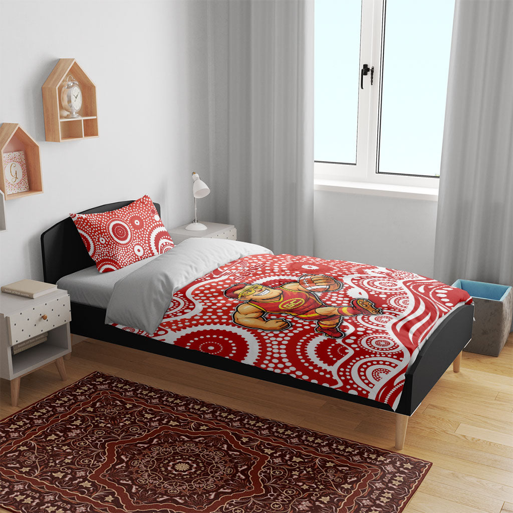Gold Coast Suns Bedding Set Aboriginal Dot Pattern - Football Mascot Heritage Pride