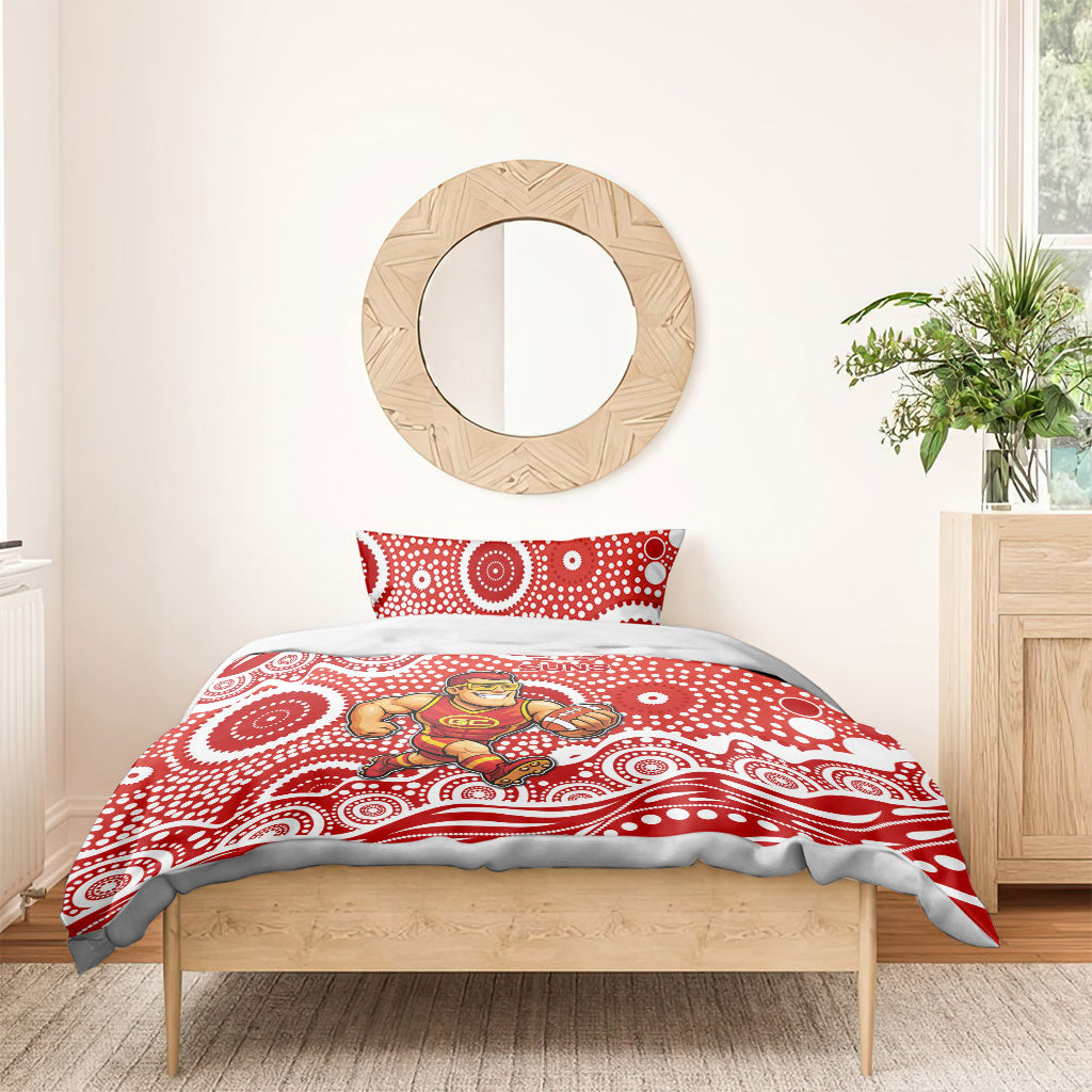 Gold Coast Suns Bedding Set Aboriginal Dot Pattern - Football Mascot Heritage Pride