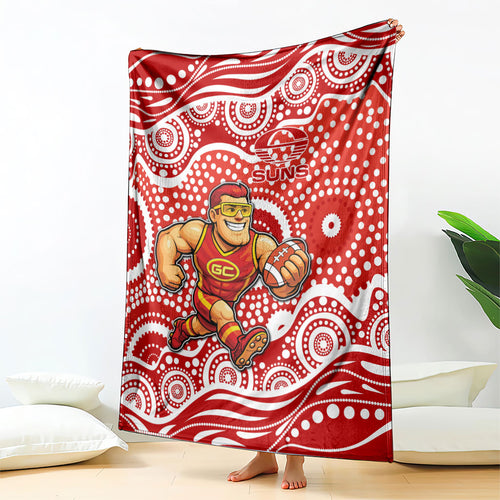 Gold Coast Suns Blanket Aboriginal Dot Pattern - Football Mascot Heritage Pride