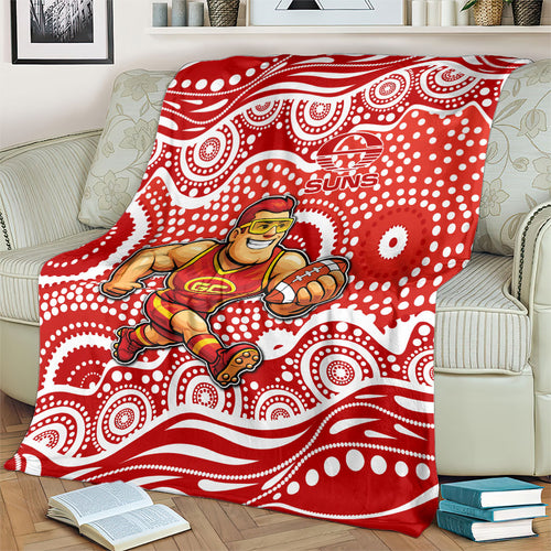 Gold Coast Suns Blanket Aboriginal Dot Pattern - Football Mascot Heritage Pride