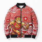 Gold Coast Suns Bomber Puffer Jacket Aboriginal Dot Pattern - Football Mascot Heritage Pride