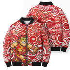 Gold Coast Suns Bomber Puffer Jacket Aboriginal Dot Pattern - Football Mascot Heritage Pride
