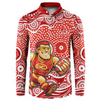 Gold Coast Suns Button Sweatshirt Aboriginal Dot Pattern - Football Mascot Heritage Pride