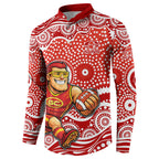 Gold Coast Suns Button Sweatshirt Aboriginal Dot Pattern - Football Mascot Heritage Pride