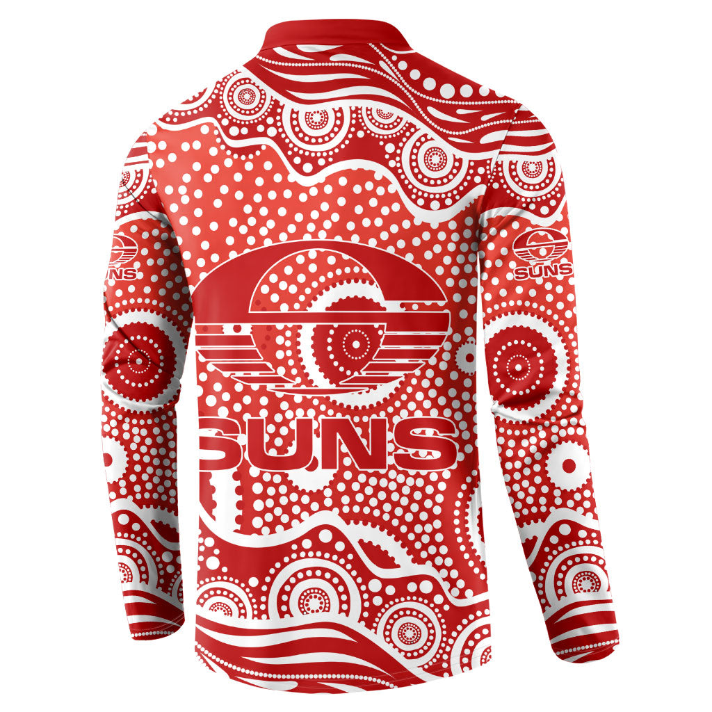 Gold Coast Suns Button Sweatshirt Aboriginal Dot Pattern - Football Mascot Heritage Pride