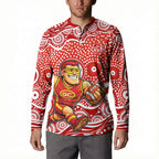 Gold Coast Suns Button Sweatshirt Aboriginal Dot Pattern - Football Mascot Heritage Pride