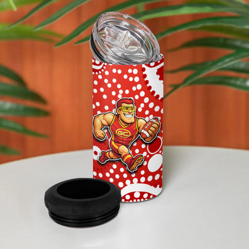 Gold Coast Suns 4 in 1 Can Cooler Tumbler Aboriginal Dot Pattern - Football Mascot Heritage Pride