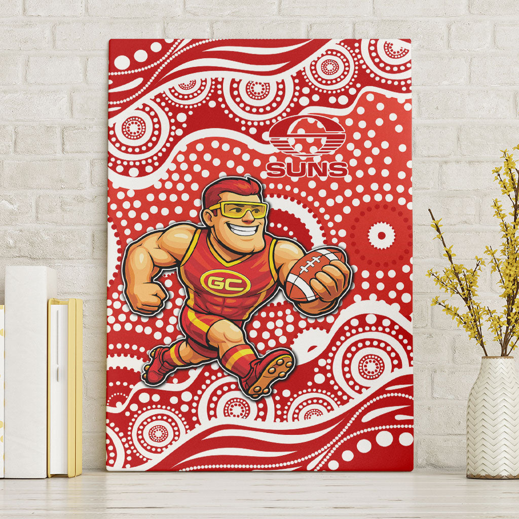 Gold Coast Suns Canvas Wall Art Aboriginal Dot Pattern - Football Mascot Heritage Pride