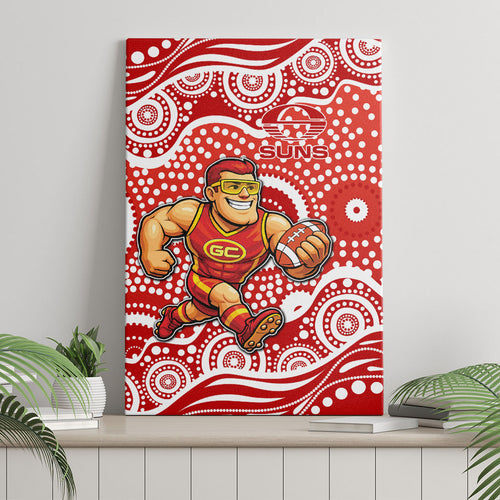 Gold Coast Suns Canvas Wall Art Aboriginal Dot Pattern - Football Mascot Heritage Pride