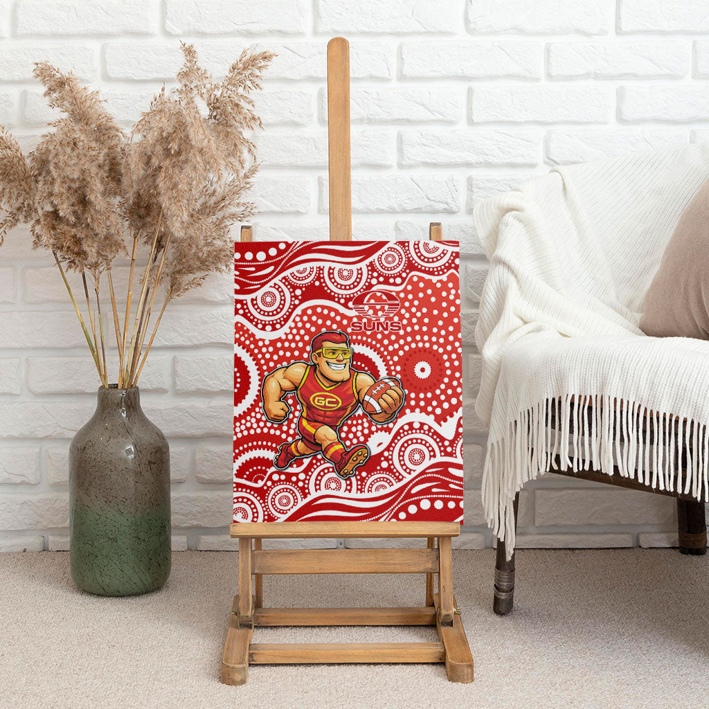 Gold Coast Suns Canvas Wall Art Aboriginal Dot Pattern - Football Mascot Heritage Pride