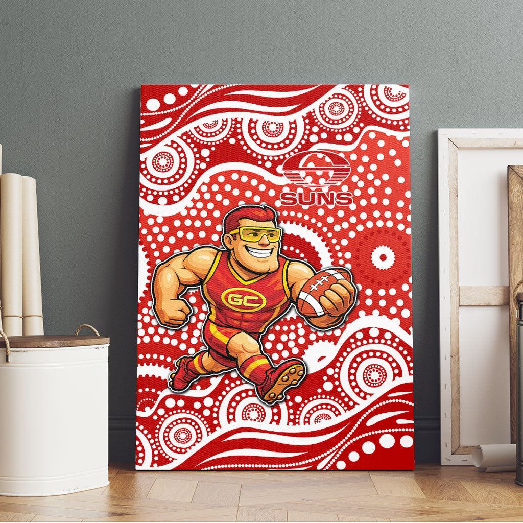 Gold Coast Suns Canvas Wall Art Aboriginal Dot Pattern - Football Mascot Heritage Pride