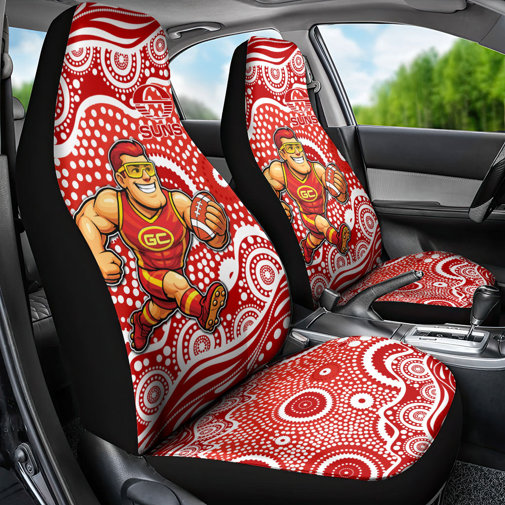 Gold Coast Suns Car Seat Cover Aboriginal Dot Pattern - Football Mascot Heritage Pride