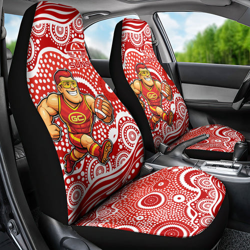 Gold Coast Suns Car Seat Cover Aboriginal Dot Pattern - Football Mascot Heritage Pride