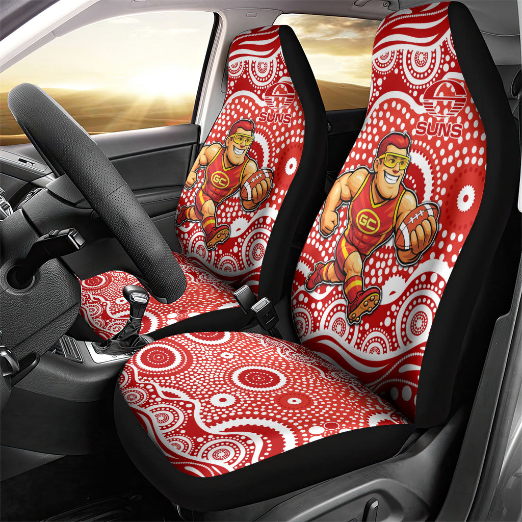 Gold Coast Suns Car Seat Cover Aboriginal Dot Pattern - Football Mascot Heritage Pride