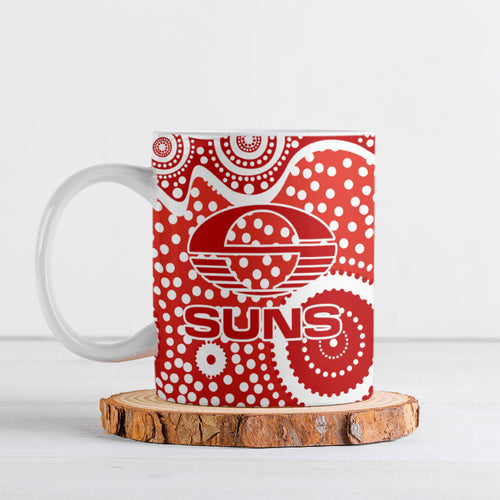 Gold Coast Suns Ceramic Mug Aboriginal Dot Pattern - Football Mascot Heritage Pride