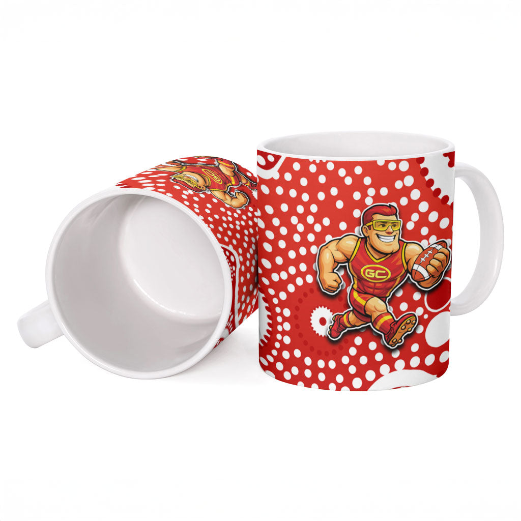 Gold Coast Suns Ceramic Mug Aboriginal Dot Pattern - Football Mascot Heritage Pride