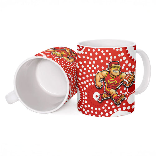 Gold Coast Suns Ceramic Mug Aboriginal Dot Pattern - Football Mascot Heritage Pride