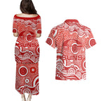 Gold Coast Suns Couples Matching Puletasi and Hawaiian Shirt Aboriginal Dot Pattern - Football Mascot Heritage Pride