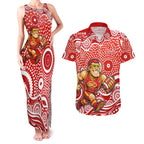 Gold Coast Suns Couples Matching Tank Maxi Dress and Hawaiian Shirt Aboriginal Dot Pattern - Football Mascot Heritage Pride