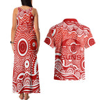 Gold Coast Suns Couples Matching Tank Maxi Dress and Hawaiian Shirt Aboriginal Dot Pattern - Football Mascot Heritage Pride