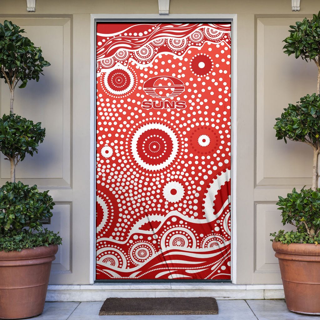 Gold Coast Suns Door Cover Aboriginal Dot Pattern - Football Mascot Heritage Pride