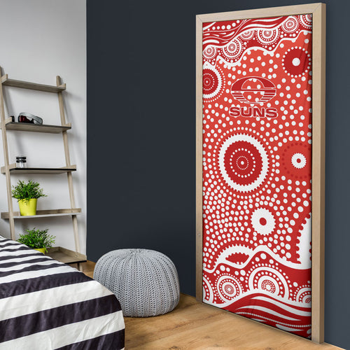 Gold Coast Suns Door Cover Aboriginal Dot Pattern - Football Mascot Heritage Pride