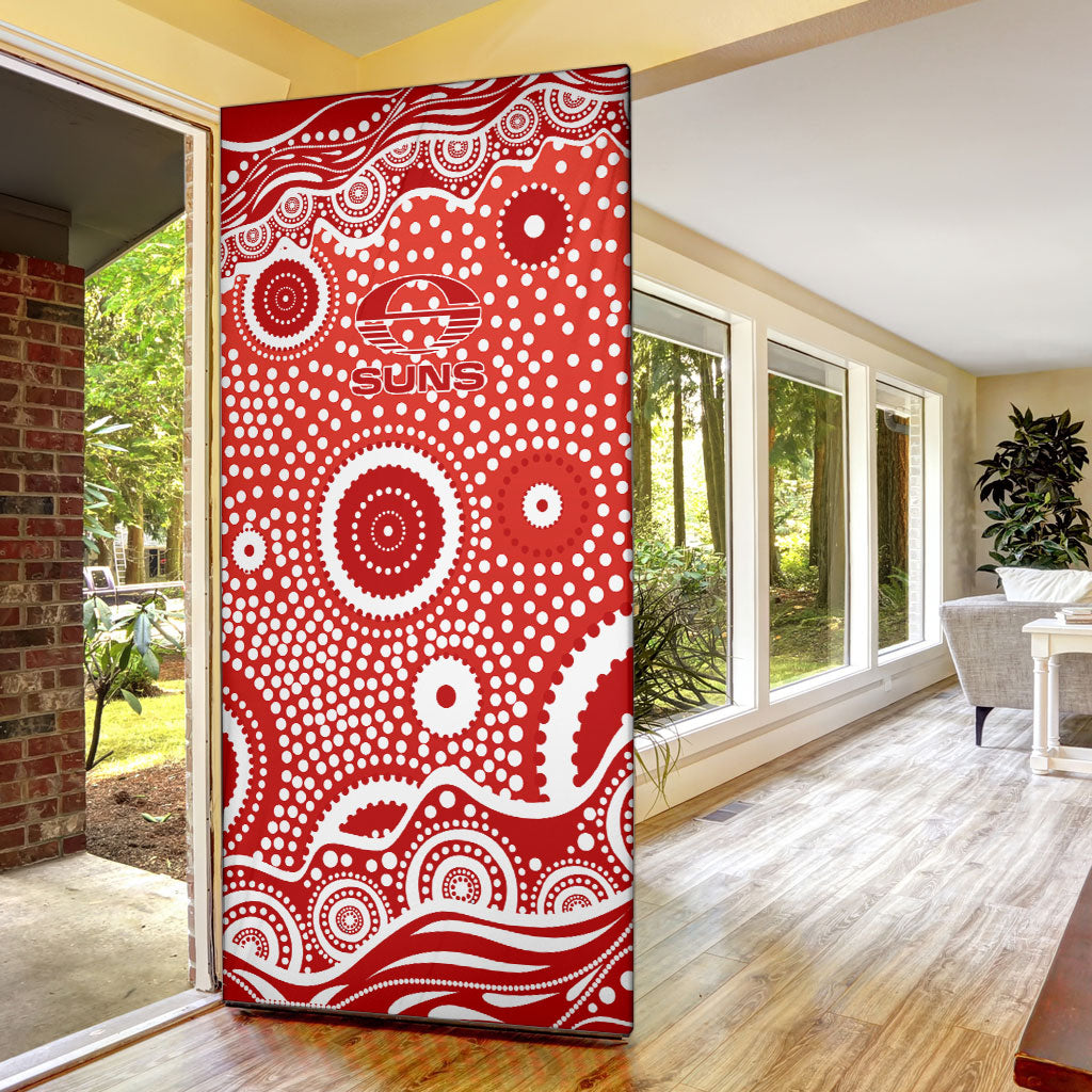 Gold Coast Suns Door Cover Aboriginal Dot Pattern - Football Mascot Heritage Pride