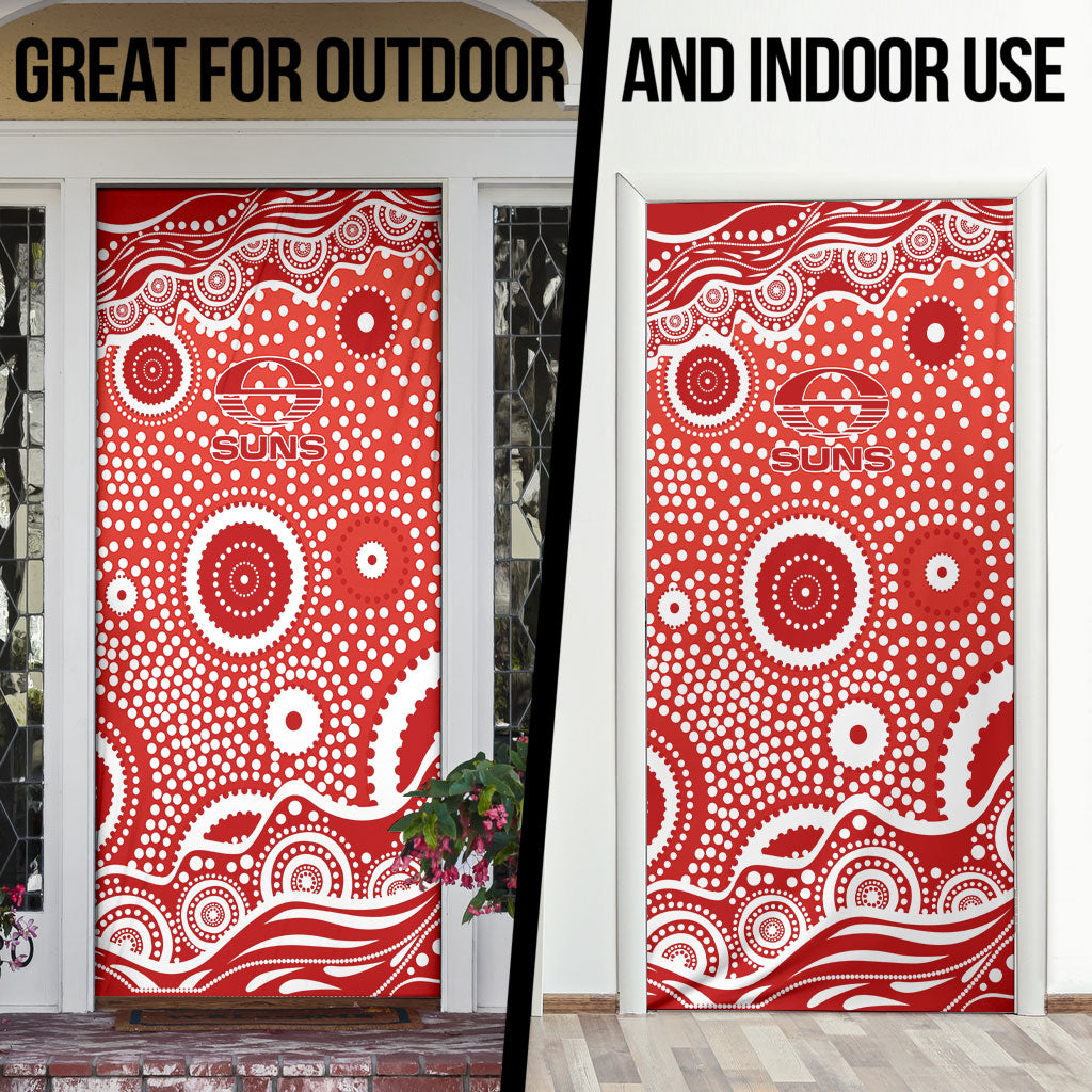 Gold Coast Suns Door Cover Aboriginal Dot Pattern - Football Mascot Heritage Pride