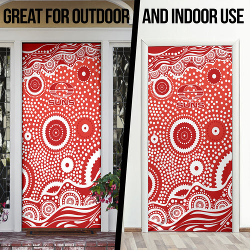 Gold Coast Suns Door Cover Aboriginal Dot Pattern - Football Mascot Heritage Pride