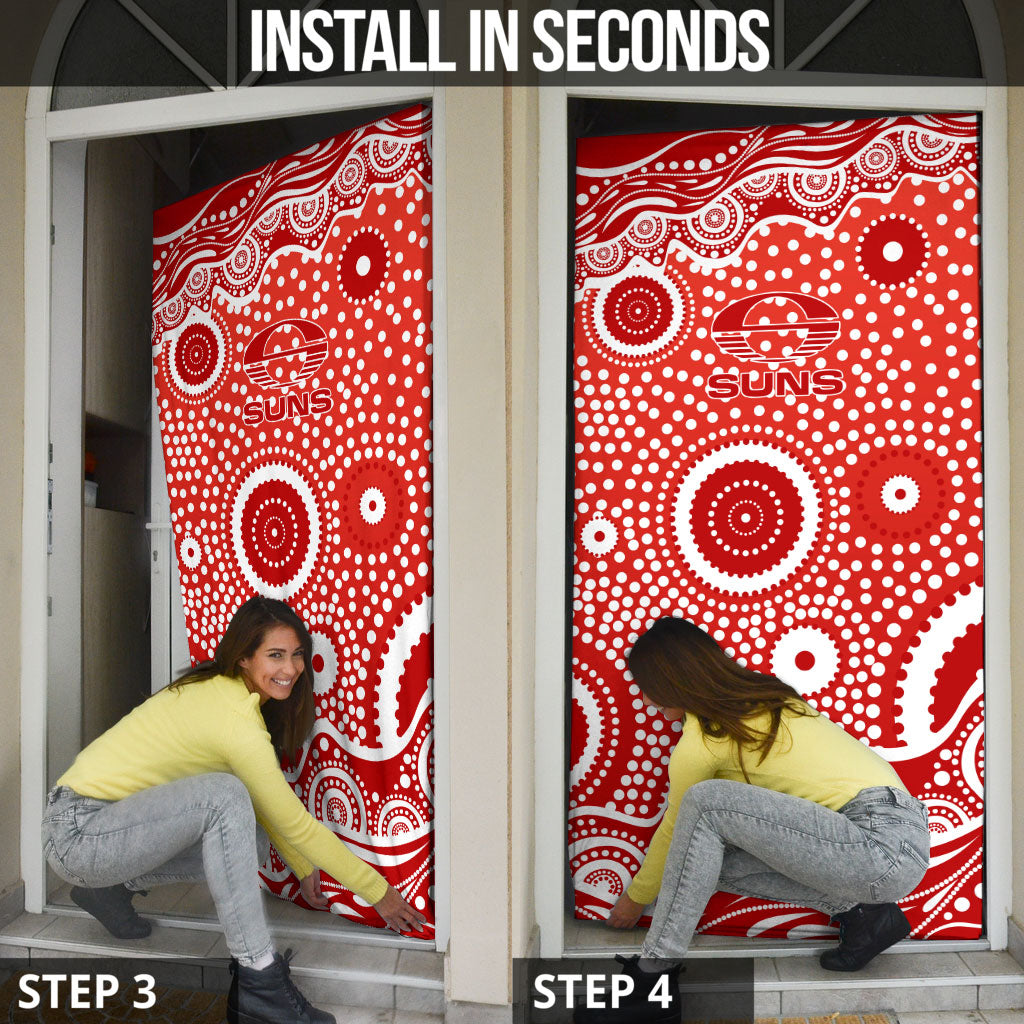 Gold Coast Suns Door Cover Aboriginal Dot Pattern - Football Mascot Heritage Pride