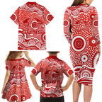 Gold Coast Suns Family Matching Long Sleeve Bodycon Dress and Hawaiian Shirt Aboriginal Dot Pattern - Football Mascot Heritage Pride