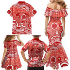 Gold Coast Suns Family Matching Mermaid Dress and Hawaiian Shirt Aboriginal Dot Pattern - Football Mascot Heritage Pride