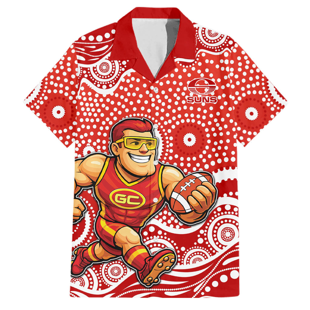 Gold Coast Suns Family Matching Mermaid Dress and Hawaiian Shirt Aboriginal Dot Pattern - Football Mascot Heritage Pride