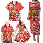 Gold Coast Suns Family Matching Puletasi and Hawaiian Shirt Aboriginal Dot Pattern - Football Mascot Heritage Pride