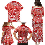 Gold Coast Suns Family Matching Puletasi and Hawaiian Shirt Aboriginal Dot Pattern - Football Mascot Heritage Pride