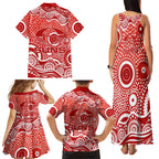 Gold Coast Suns Family Matching Tank Maxi Dress and Hawaiian Shirt Aboriginal Dot Pattern - Football Mascot Heritage Pride