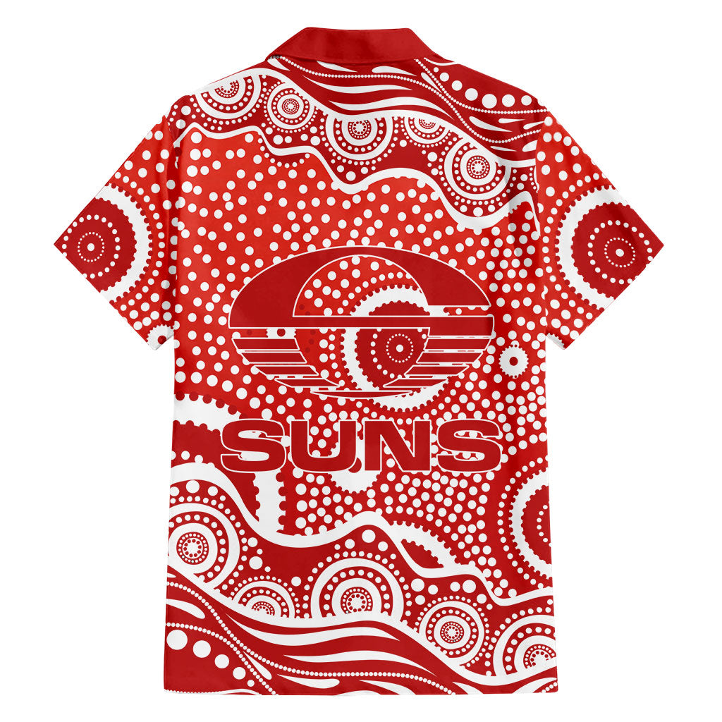 Gold Coast Suns Family Matching Tank Maxi Dress and Hawaiian Shirt Aboriginal Dot Pattern - Football Mascot Heritage Pride