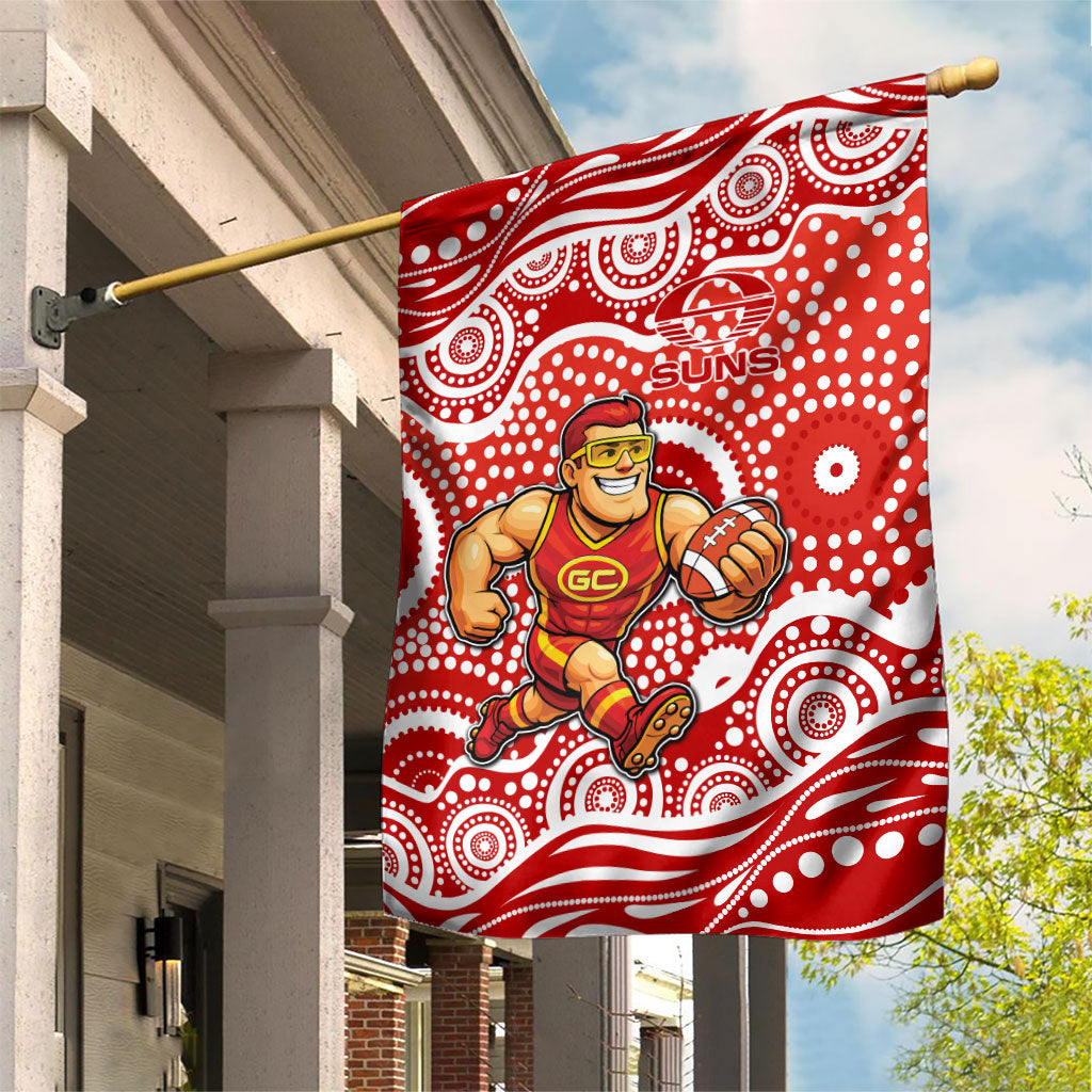 Gold Coast Suns Garden Flag Aboriginal Dot Pattern - Football Mascot Heritage Pride