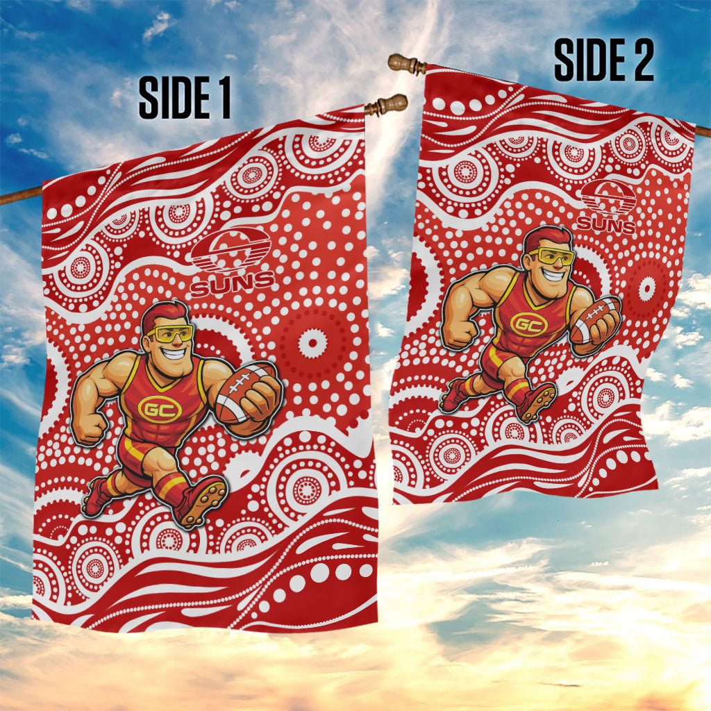 Gold Coast Suns Garden Flag Aboriginal Dot Pattern - Football Mascot Heritage Pride