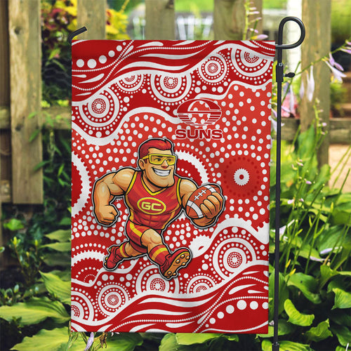 Gold Coast Suns Garden Flag Aboriginal Dot Pattern - Football Mascot Heritage Pride