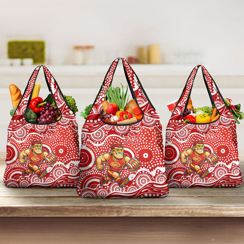 Gold Coast Suns Grocery Bag Aboriginal Dot Pattern - Football Mascot Heritage Pride