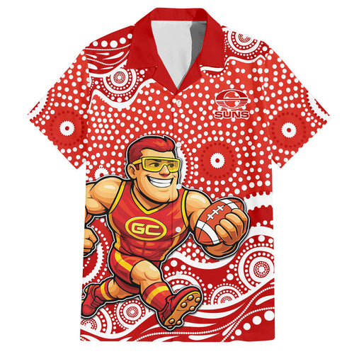 Gold Coast Suns Hawaiian Shirt Aboriginal Dot Pattern - Football Mascot Heritage Pride