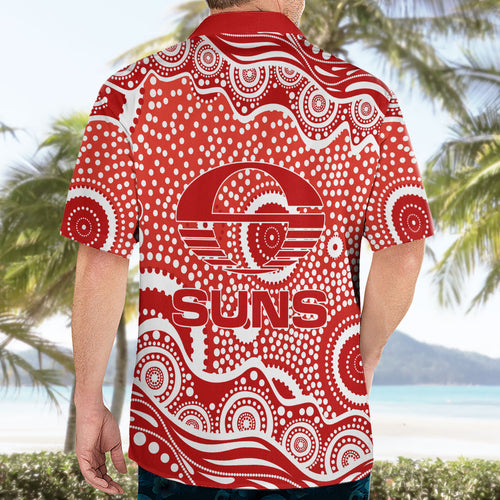 Gold Coast Suns Hawaiian Shirt Aboriginal Dot Pattern - Football Mascot Heritage Pride